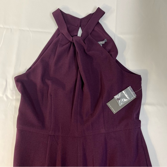 Julia Jordon Halter Twist Neck Sleeveless Pocketed Jumpsuit Wide leg Plum 14 nwt - Picture 6 of 12